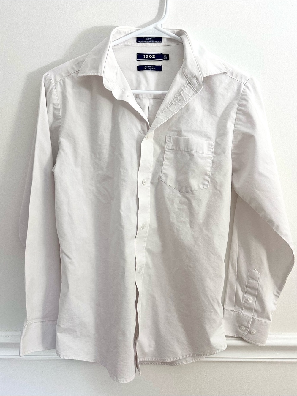 IZOD Boys White Long Sleeve Dress Shirt Stretch Extensible Size L 14-16